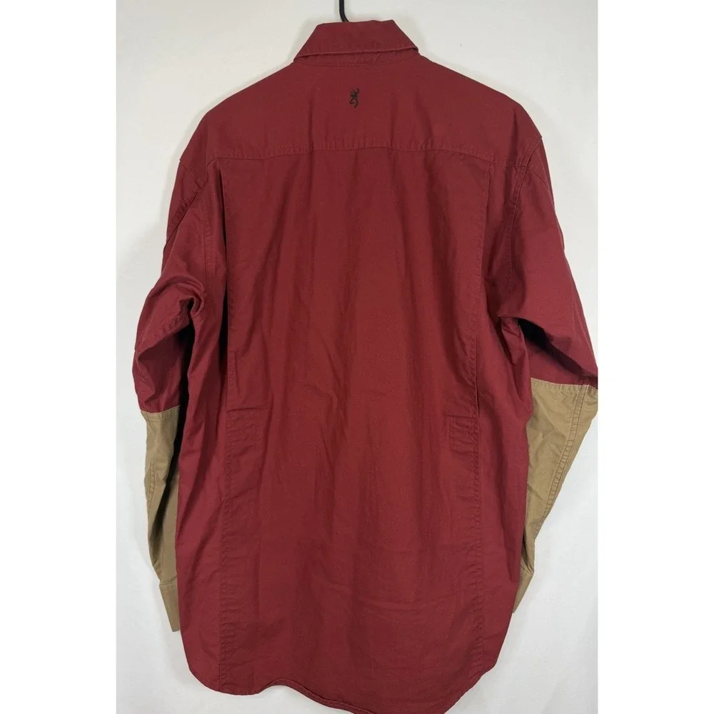 Browning Red Long Sleeve Hunting Shirt Super Naturals Outdoor Snap Rugged Sz M